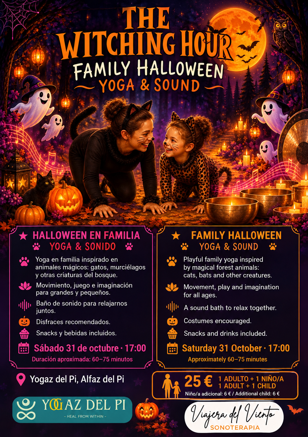 Halloween en familia · Yoga y sonido · 31 de octubre a las 17:00 · Yogaz del Pi, Alfaz del Pi
